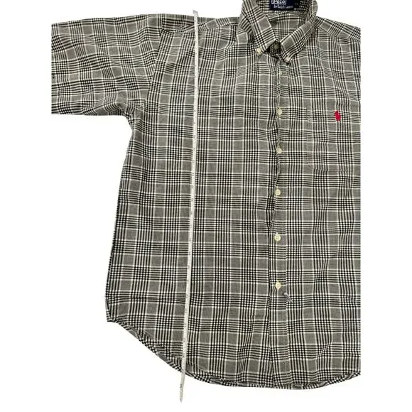 POLO Ralph Lauren Plaid Button Down Short Sleeve Shirt Logo Men’s XL FLAW Preppy - Picture 9 of 16